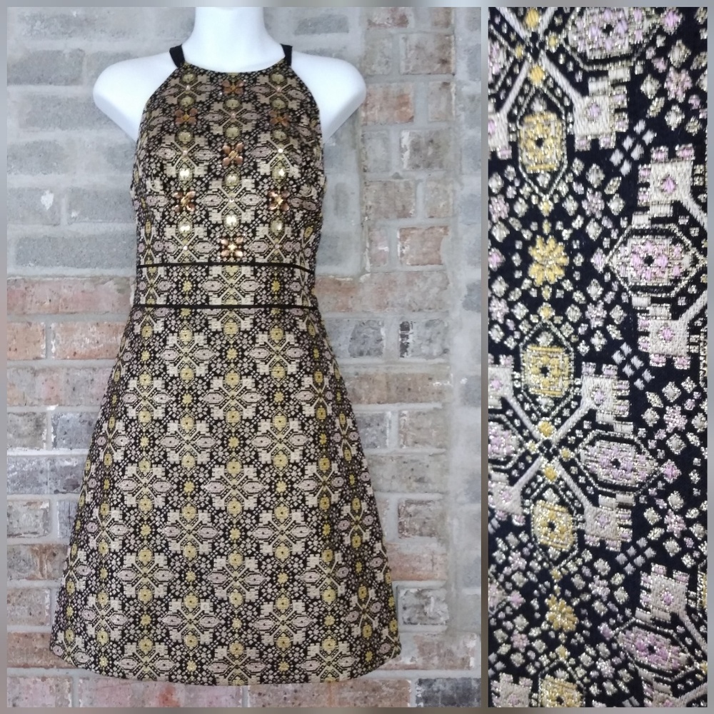 phoebe Metallic Jaquard gold black tapestry